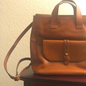 COPY & BUNDLE -FOSSIL Warm Brown Backpack Style Purse & MK BLK PAT LTHR TOTE